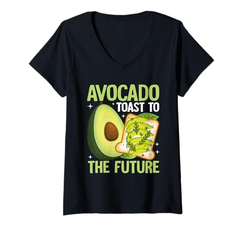 Damen Avocado-Toast in die Zukunft T-Shirt mit V-Ausschnitt von Avocado Toast To The Future Bread Vegetable Gift