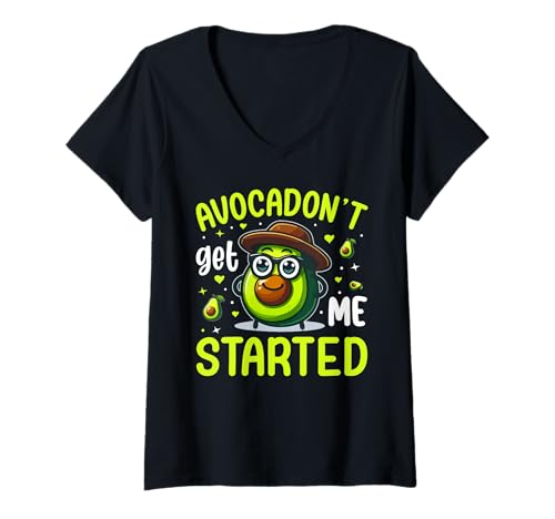 Damen Avocado bringt mich nicht zum Anfangen T-Shirt mit V-Ausschnitt Damen Avocado bringt mich nicht zum Anfangen T-Shirt mit V-Ausschnitt von Avocadon't Get Me Started Vegetable Gift Cute Eat