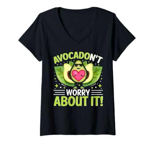 Damen Avocad macht sich keine Sorgen darum T-Shirt mit V-Ausschnitt Damen Avocad macht sich keine Sorgen darum T-Shirt mit V-Ausschnitt von Avocadon't Worry About It Heart Avocado Gift Cute