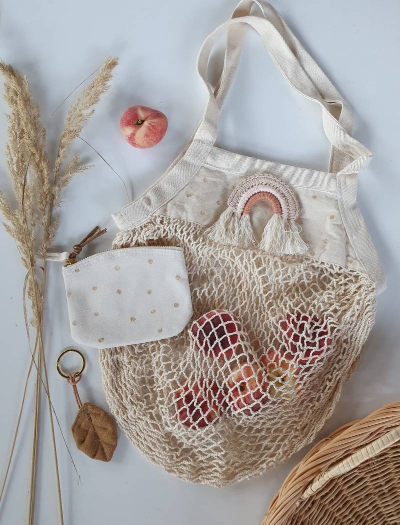 Geschenkset Tasche - Fairtrade Netztasche Mit Regenbogen Inkl Kleines Täschchen Für Kids Und Erwachsene von Avocadopink