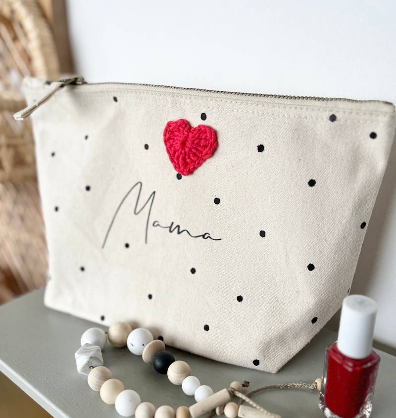 Personalisierte Krimskrams Tasche Windeltasche Kulturbeutel Gepunktet Kupfer Punkte Mama Damen Mit Namen Herz Geschenk von Avocadopink