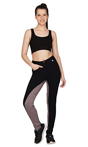 Avon Equine Reithose für Damen, weich, dehnbar, Jodhpurs, zweifarbig, Schwarz/Aschgrau, 52 von Avon Equine