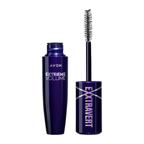 AVON Exxtravert Extreme Volume Blackest Black Mascara - Bis zu doppelt so viel Volumen - Kreieren Sie Ihre extremsten Wimpern-Lok - 9,5 ml - Intensives Schwarz von Avon