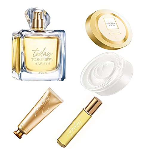 Avon 4er Set TTA Today Serie Eau de Parfum 50ml, Body-Mousse 200ml, Taschenspray 10ml, Handcreme 30ml für Damen neue Edition von Avon