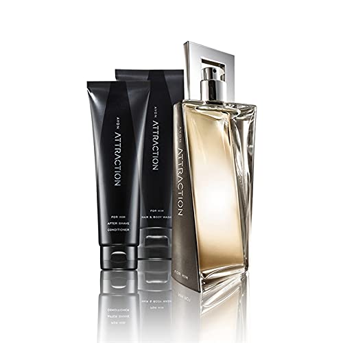 Avon Attraction Set für Him Eau de Toilette + Aftersahev Balsam + Sahmpoo&Duschgel von Avon