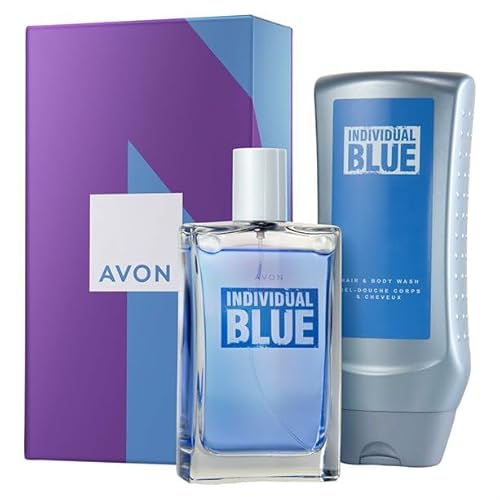 Avon Geschenkset Individual Blue blau männlich frisch Eau de Toilette&ShampooDuschgel in GESCHENKBOX von Avon