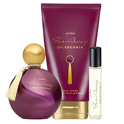 Avon Parfum Set 3 Teile Far Away Splendoria Eau de Parfum Spray 50ml Taschenspray 10ml Bodylotion 150ml für Damen orientalisch von Avon