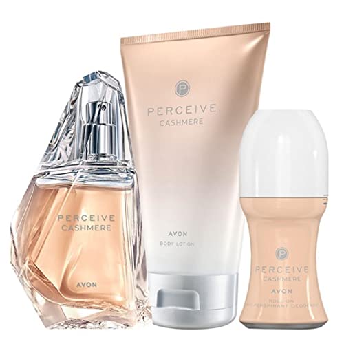 Avon Parfum Set Perceive Cashmere 3 Teile Eau de Parfum Spray 50ml Bodylotion 150ml und Deoroller 50ml für Damen von Avon