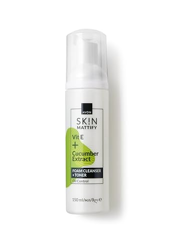Avon SK!N Mattify Reinigungsschaum und Tonikum mit Kohleextrakt und Niacinamid reinigt und mattiert die Haut, 200 ml von Avon