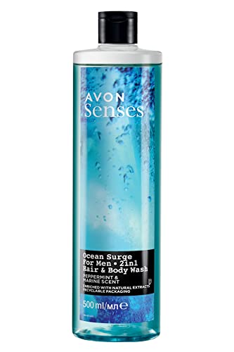 Avon Senses Ocean Surge Mint und Meer Duft Männer Duschgel für Haar und Körper 500 Ml von AVON