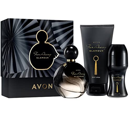 Avon Set Far Away Glamour Eau de Parfum 50ml + Bodylotion 150ml + Deoroller 50ml in der Geschenkbox für Damen von Avon