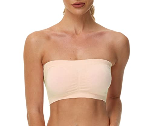 Avondii Damen Bandeau BH Ohne Träger Nahtlos Bandeau Top Atmungsaktiv Stretch Trägerloses Bustier Ohne Bügel 1er Pack (2XL, Hautfarbe) von Avondii