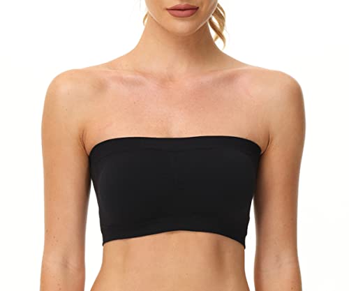 Avondii Damen Bandeau BH Ohne Träger Nahtlos Bandeau Top Atmungsaktiv Stretch Trägerloses Bustier Ohne Bügel 1er Pack (M, Schwarz) von Avondii