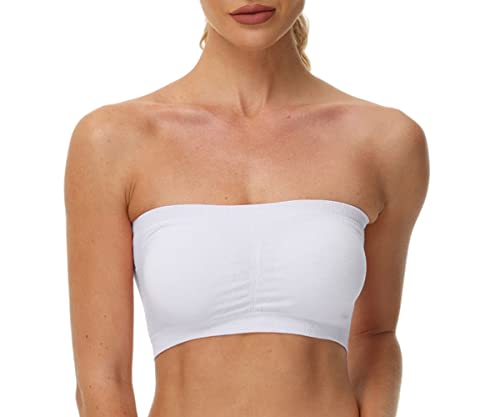 Avondii Damen Bandeau BH Ohne Träger Nahtlos Bandeau Top Atmungsaktiv Stretch Trägerloses Bustier Ohne Bügel 1er Pack (XL, Weiß) von Avondii