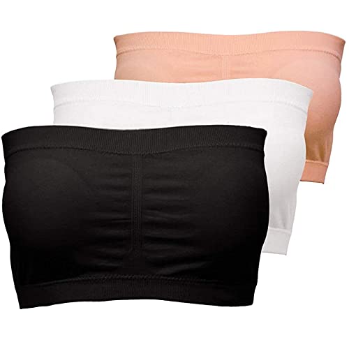 Avondii Damen BH Set Bandeau Top Große Größen Trägerlos Push Up mit Einlagen Pads, 3er Pack (S, Mehrfarbig) von Avondii