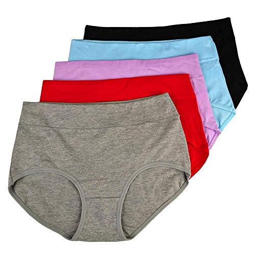 Avondii Baumwolle Unterhosen Damen Basic Einfarbige Panties Weiche Stretch Atmungsaktiver Hipster Unterwäsche, 5er Pack (3XL, Mehrfarbig) von Avondii
