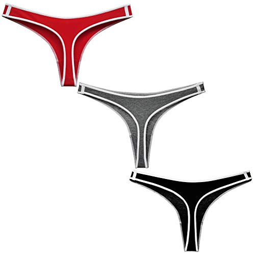 Avondii Damen Baumwolle Tanga Niedrige Taille Strings Hipster Unterwäsche, 3er Pack (L, B-Farbe) von Avondii