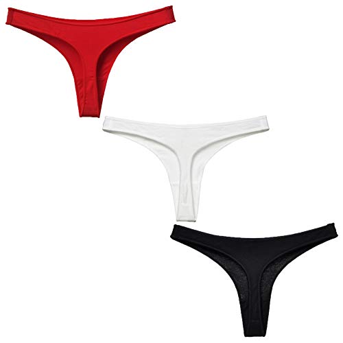 Avondii Damen Baumwolle Tanga Niedrige Taille Strings Hipster Unterwäsche, 3er Pack (XS, C-Farbe) von Avondii