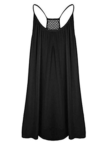 Avondii Damen Chiffonkleid Knielang Strandkleid Schulterfrei Sommer Strand Tunika (S, Schwarz) von Avondii
