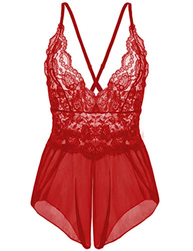 Avondii Damen Reizwäsche Große Größen Babydoll V-Ausschnitt Dessous Overall Nachtwäsche von Avondii