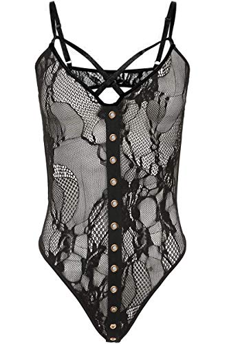 Avondii Damen Transparent Reizwäsche Tiefer V-Ausschnitt Dessous Lingerie Bodysuit (S, A-Schwarz) von Avondii