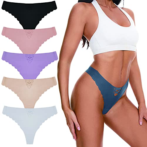 Avondii Eisseide Unterhosen Cool Seamless Slips Damen Nahtlose Unterwäsche Tanga Set 5er Pack(A02, XL) von Avondii