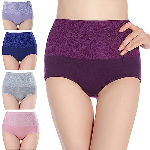 Avondii High Waist Unterhosen für Damen Baumwolle Bauchkontrolle Unterwäsche Weiche Stretch Atmungsaktiver 5 Pack(A01, L) von Avondii