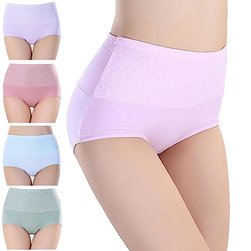 Avondii High Waist Unterhosen für Damen Baumwolle Bauchkontrolle Unterwäsche Weiche Stretch Atmungsaktiver 5 Pack(A02, L) von Avondii