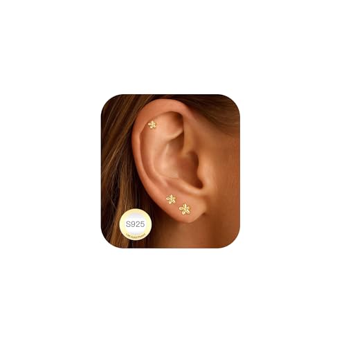 AVOTTO 3 Paare Ohrringe Gold Kleine Ohrstecker Gold Damen Hypoallergen Ohrstecker Cubic Zirkonia Kreuz Schmetterling Blume Ohrsteckers Ohrringe Set Schmuck Geschenke von Avotto