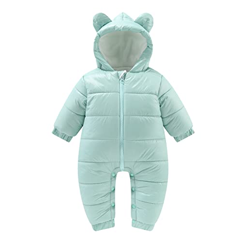 Avrilight Neugeborenes Baby Jungen Winter Warmer Schneeanzug Bärenohren Kapuzenoverall Daunenmantel Strampler Gepolsterte Outwear Jacke Baby Jacken Junge Rot (Mint Green, 0-3 Months) von Avrilight