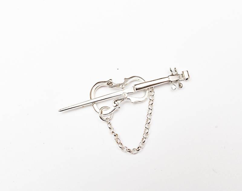 Handgefertigte Cello Brosche Aus Sterlingsilber Musikinstrumenten-Schmuck von Avsinn