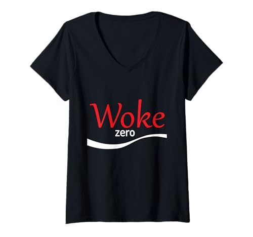 Damen WOKE ZERO Ironisches Anti Wroke Design T-Shirt mit V-Ausschnitt Damen WOKE ZERO Ironisches Anti Wroke Design T-Shirt mit V-Ausschnitt von Awake Not Woke Freedom Of Speech Frei Sprechen