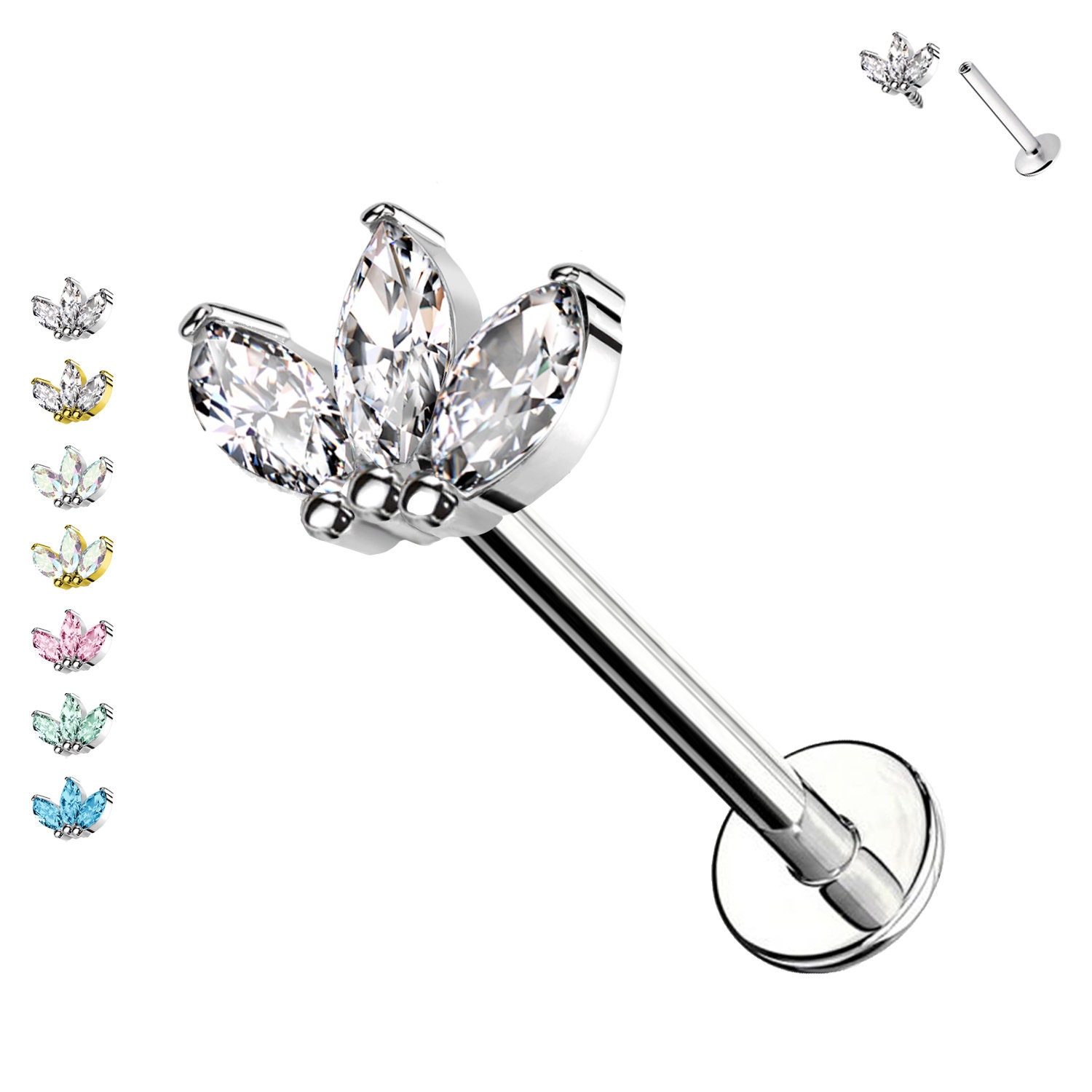 Labret-Piercing Mit 3 Kristallen Labret-Piercing Mit 3 Kristallen von AwakenJewelsItaly