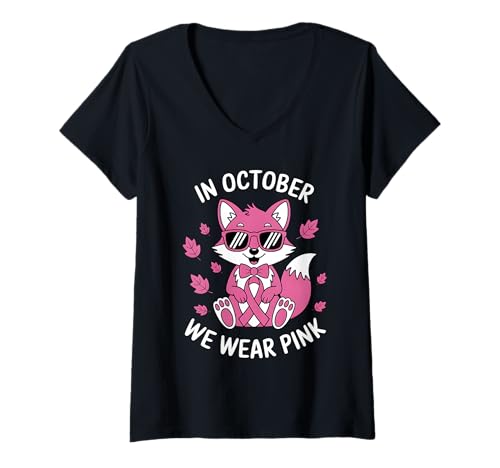 Damen Brustkrebs-Überlebender Pink Ribbon Support Squad T-Shirt mit V-Ausschnitt Damen Brustkrebs-Überlebender Pink Ribbon Support Squad T-Shirt mit V-Ausschnitt von Awareness Apparel for Breast Cancer Warriors and
