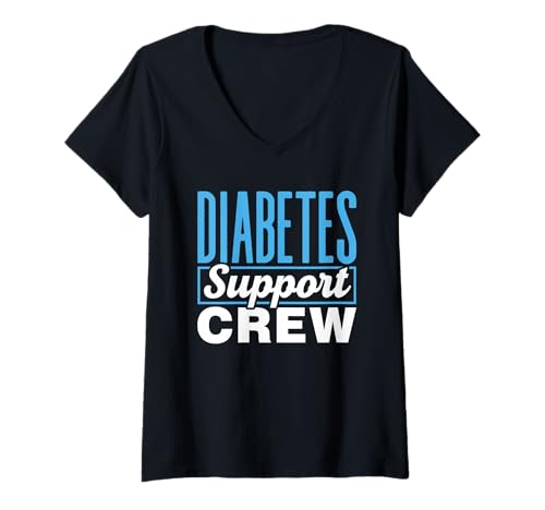 Damen Diabetes Support Crew Diabetiker Typ Insulin Diabetes T-Shirt mit V-Ausschnitt von Awareness Mellitus Diabetes Diabetikerin