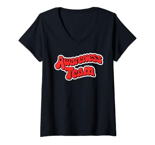 Damen „Awareness Team“ Clubculture Groovy Backprint des Sicherheitspersonals T-Shirt mit V-Ausschnitt Damen „Awareness Team“ Clubculture Groovy Backprint des Sicherheitspersonals T-Shirt mit V-Ausschnitt von Awareness Team Apparel