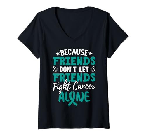 Damen Freunde unterstützen Awareness Cancer Alone T-Shirt mit V-Ausschnitt von Awareness Warriors