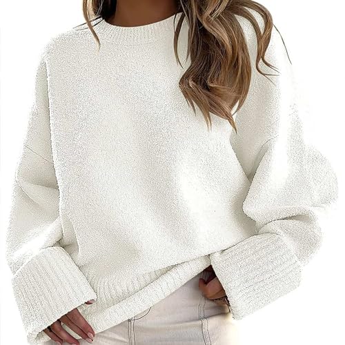 Women's Oversized Sweater 2023 Casual Fall Crewneck Long Sleeve Comfy Loose Fuzzy Knit Chunky Warm Pullover Pullover Tops von AwayHome