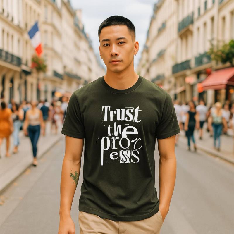 Herren Premium Bio T-Shirt, Yoga T-Shirt Spirituell & Boho Festival, Motiv "Trust The Process"; Statement Tshirt Herren Premium Bio T-Shirt, Yoga T-Shirt Spirituell & Boho Festival, Motiv "Trust The Process"; Statement Tshirt von AwearApparelShop