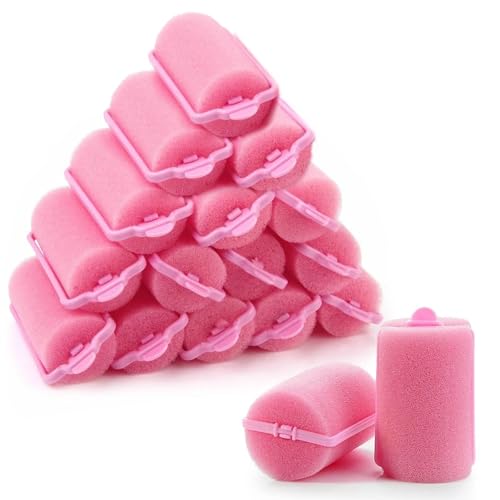 Awenity 12 Stück Schwamm Lockenwickler,Heatless Lockenwickler für Lange & Kurze Haare,Lockenwíckler über Nacht aus Weichschaum für Frauen,Mädchen & Kinder,DIY Friseurwerkzeuge für Dauerhafte Locken von Awenity
