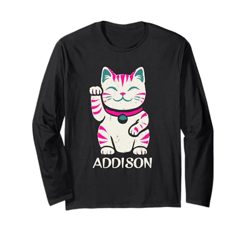Addison Cute Kitty Winkende Katze Design für Mädchen Name Addison Langarmshirt Addison Cute Kitty Winkende Katze Design für Mädchen Name Addison Langarmshirt von Awesome Addison Designs for Girls Name Addison