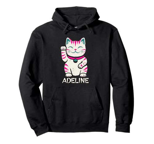 Adeline Niedliche Katze Winkende Katze Design für Mädchen Name Adeline Pullover Hoodie von Awesome Adeline Designs for Girls Name Adeline