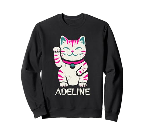 Adeline Niedliche Katze Winkende Katze Design für Mädchen Name Adeline Sweatshirt von Awesome Adeline Designs for Girls Name Adeline