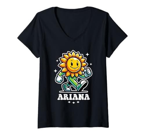 Damen Ariana Süße Sonnenblume Design für Mädchen Name Ariana T-Shirt mit V-Ausschnitt Damen Ariana Süße Sonnenblume Design für Mädchen Name Ariana T-Shirt mit V-Ausschnitt von Awesome Ariana Designs for Girls Name Ariana