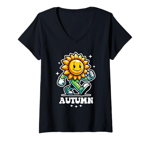 Damen Herbst Süße Sonnenblume Design für Mädchen Name Herbst T-Shirt mit V-Ausschnitt Damen Herbst Süße Sonnenblume Design für Mädchen Name Herbst T-Shirt mit V-Ausschnitt von Awesome Autumn Designs for Girls Name Autumn