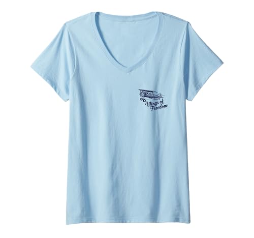 Damen Wings of Freedom Retro Vintage Luftfahrt Flugzeug Design T-Shirt mit V-Ausschnitt Damen Wings of Freedom Retro Vintage Luftfahrt Flugzeug Design T-Shirt mit V-Ausschnitt von Awesome Aviation Nostalgia Designs and Souvenirs