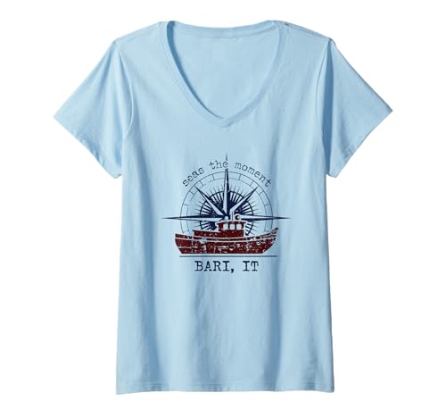 Damen Bari Italy Seas The Moment Nautisches Design T-Shirt mit V-Ausschnitt Damen Bari Italy Seas The Moment Nautisches Design T-Shirt mit V-Ausschnitt von Awesome Bari Italy Designs and Souvenirs