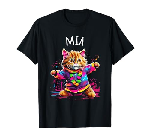 Mia Dancing Kitty Katze Design für Mädchen Name Mia T-Shirt Mia Dancing Kitty Katze Design für Mädchen Name Mia T-Shirt von Awesome Cat Designs for Girls Name Mia