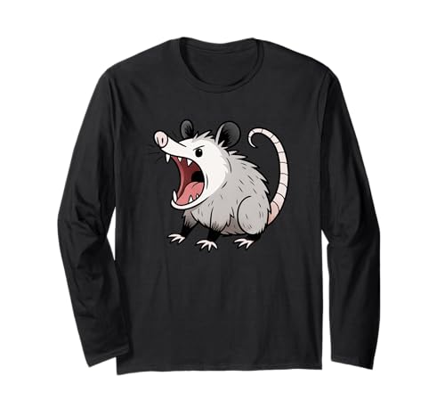 Angry Screaming Opossum Opossum Tier Geschenk Männer Frauen Kinder Langarmshirt von Awesome Cute Funny Opossum Humorous Graphic Design