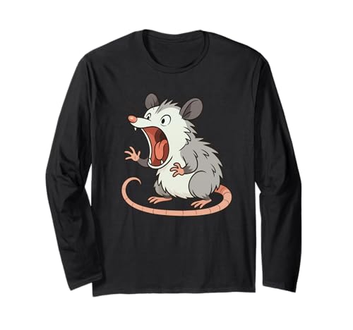 Angry Screaming Opossum Opossum Tier Geschenk Männer Frauen Kinder Langarmshirt von Awesome Cute Funny Opossum Humorous Graphic Design